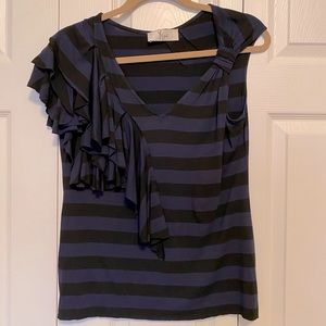 Yyigal striped jersey ruffle top